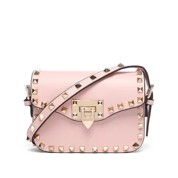 Luxury Shoulder Bag Women Famous Brands Small Messenger Bags For Women Pink Bags Rivet Genuine Leather Crossbody Bags for Women