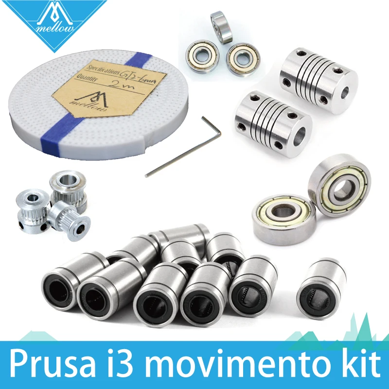 3d printer reprap prusa i3 movement kit GT2-6mm PU with steel GT2 belt pulley 608zz bearing lm8uu 624zz bearing