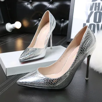 Women Single ShoesTrendy Snake Pattern Shallow Pointed Toe Women High Heels Shoes Casual Party Shoes XHSB13