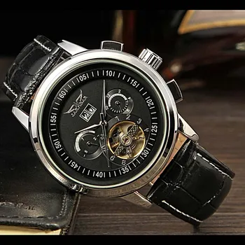 2016 Hot New JARGAR Casual Watch Relogios Masculino Casual Leather Tourbillon Mechanical Men's Watch Multifunction
