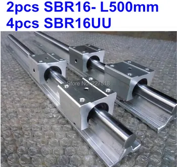 2pcs SBR16 L500mm Linear Rails + 4pcs SBR16UU Linear  Blocks
