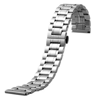 28mm Mens Silver Solid Stainless Steel Wrist Watch Band Strap Watchband Replace Band With 2 Spring Bars For Watches