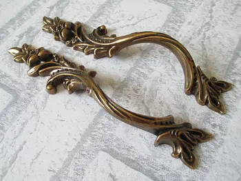 Pair of Dresser Knobs Pulls Drawer Pull Handles Gold Brass Rustic Kitchen Cabinet Knob Handle Pull French Provincial Shabby