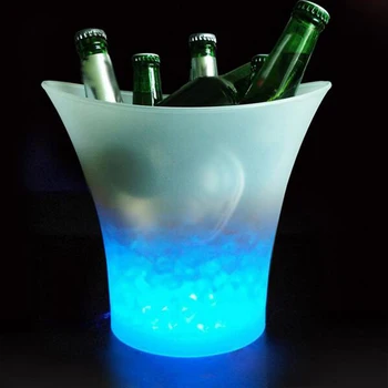 Smad LED Light Plastic Wine Cooler Smart Colorful Ice Bucket Tongs Beverage Champagne Cooler for Bars Nightclubs