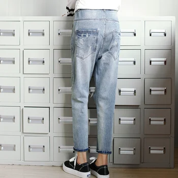 Casual Holes Ripped Boyfriend Jeans Women Denim Fashion Loose Capris Jeans Slim Beggar Female Jeans Ankle-lenght Pants