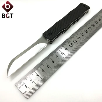 BGT D2 Folding Knife Tactical Outdoor Camping Multi Tools Carbon Fiber Handle Survival Combat Pocket Sanding Hunting EDC Knives