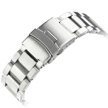 Silvery 22mm Men Woman Stainless Steel Watch Band With 2 Spring Bars For Business Smart Watches Strap GD013522
