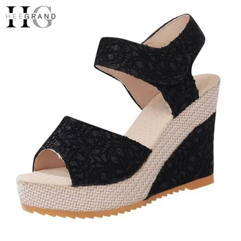 Women Shoes 2016 Summer New Platform Sandal Hook Open Toe Fish Head High Heels Wedge Sandals XWZ709