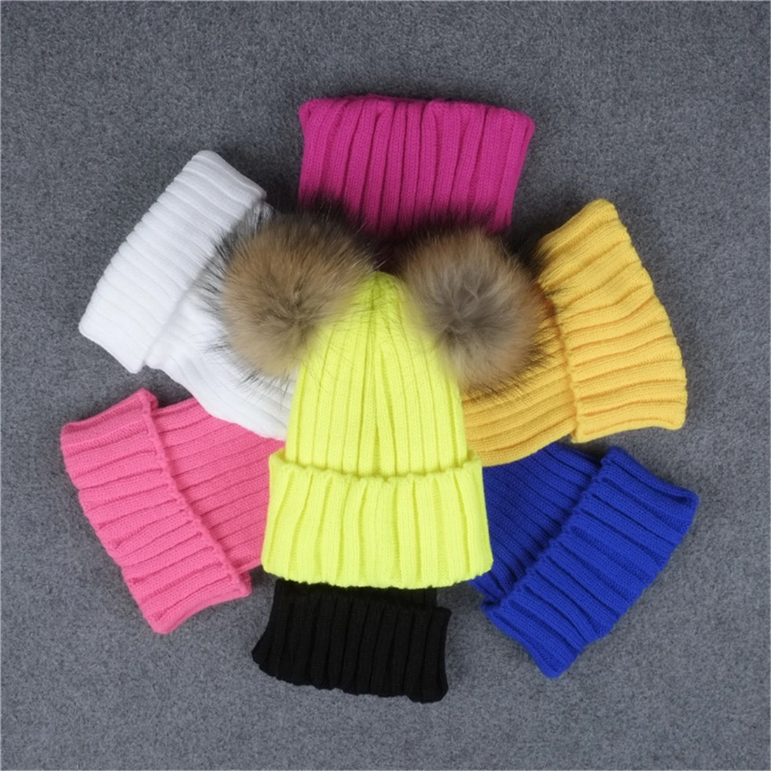 Crochet Women's Winter Hats Fashion Warm Braided Wool Berets Beanie Boys Girls Cute Fur Caps 2017 Knitting Pink Black Earwarmer