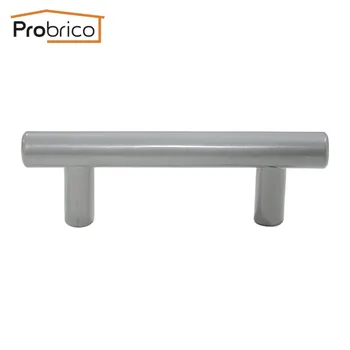 Probrico 10 PCS Grey Kitchen Cabinet Handle Stainless Steel Diameter 12mm Hole to Hole 64mm Furniture Drawer Knob