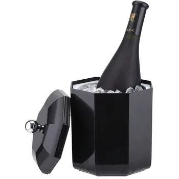 Smad 2L Ice bucket Wine Cooler Party Champagne Beer Chiller Plastic Drink Ice Box Holder for Bar-Black