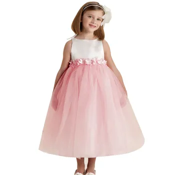 Fairy Tale Princess Style Lace Ball Gown Dress Bow Knot Mesh Vestidos for Baby Girls 2 Color Dresses Choose