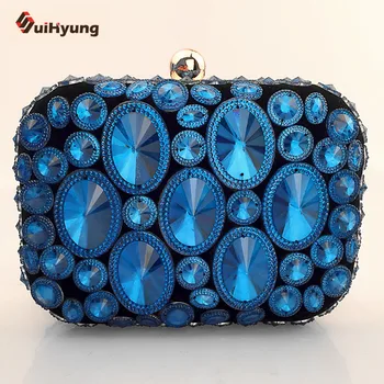 2016 New Women Hand Stitching Diamond Evening Bag Exquisite Color Crystal Clutch Dinner Party Handbag Ladies Shoulder Bag