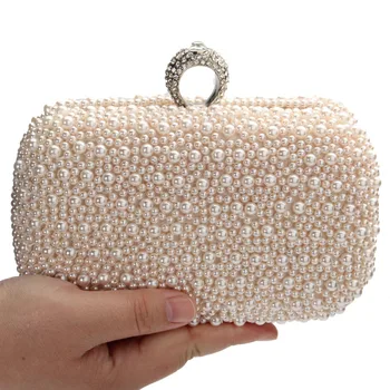 AEQUEEN 2017 Women Evening Clutch Bag Gorgeous Pearl Crystal Beading Bridal Wedding Party Bags CrossBody Handbags
