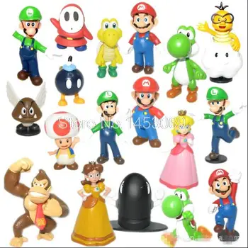 Wholesale Retail Plastic Super Mario Bros PVC Action figures Toys Dolls 18pcs/set