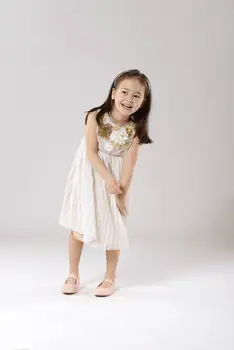 2016 Summer New Girl Dress Stereo Flower Ruffle Glitter Princess Dress Children Clothing 3-12T 040