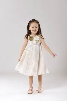 2016 Summer New Girl Dress Stereo Flower Ruffle Glitter Princess Dress Children Clothing 3-12T 040