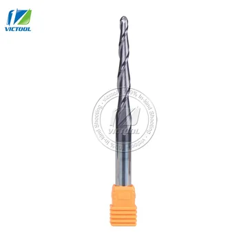 1pc R2.0*D8*47*100L*2F 8mm tungsten carbide Ball Nose cone type Tapered End Mill cnc milling cutter tools router bit