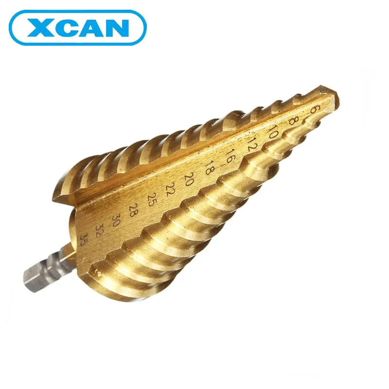 Xcan 1pcs/6-35mm HSS Titanium coated Ladder Drill solid carbide drill mini drill kit Cut Tool Set