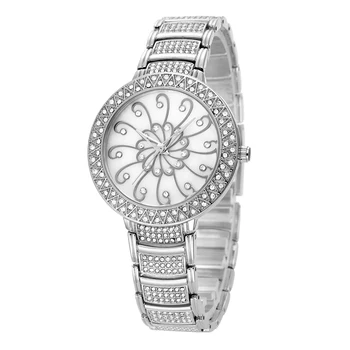 2016 Belbi Fashion Quartz Women Watch Ladies Steel Mesh Wrist Watches Luxury Casual Quartz-Watch Flower Dial Rhinestone Relojes