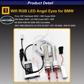 2pc X WIFI LED Marker Light E92 H8 APP Wireless RGB 40W KIT for BMW E60 E61 E90 E92 E70 E71 E82 E89