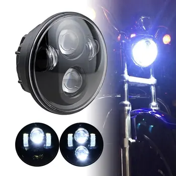 1pcs 5.75 5 3/4 Motorcycle Projector LED passing Light Bulb Headlight For Harley Davidson Motorcycles lamp black chrome