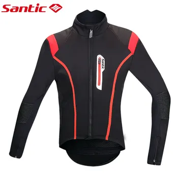 Santic Men Cycling Jacket Bike Windproof Cycling Clothes Racing Winter Fleece Cycling Jackets Ciclismo Jersey S-3XL M5C01062R