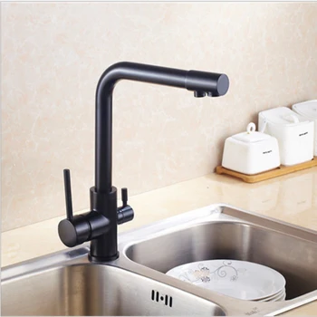 Modern Grilled Black Paint Kitchen Faucet Single Handle Swivel Spout Vessel Sink Mixer Tap Wholesale And Retai