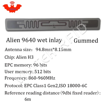 RFID tag UHF sticker Alien 9662 EPC 6C wet inlay 915mhz868mhz860-960MHZ Higgs3 500pcs adhesive passive RFID label