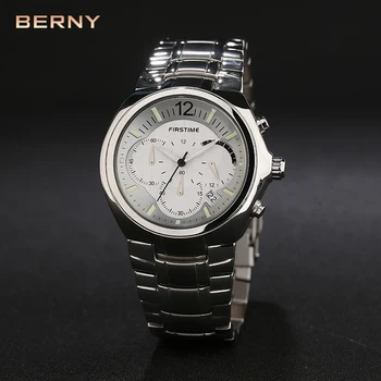 BERNY Watches Men Luxury Brand Business Watches Casual Watch Quartz Watches Full Steel Waterproof Clock Relogio Masculino 2268