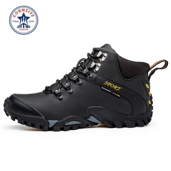 New hiking shoes outdoor boots senderismo sport sneakers men climbing waterproof sportive lace-up genuine leather Rubber