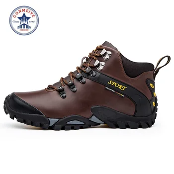 New hiking shoes outdoor boots senderismo sport sneakers men climbing waterproof sportive lace-up genuine leather Rubber