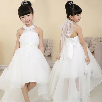 Aercourm A 2017 Summer New Children Clothing TuTu Dress Girls Princess Dress Trailing Wedding Dress Kids Clothes Purple White