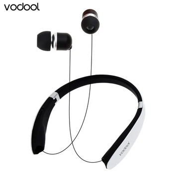 Vodool Bluetooth 4.0 Dual Track Wireless Foldable Stereo In-ear Earphones Neckband With Micro For iPhone 6S White