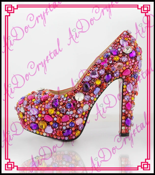 Aidocrystal women dress pumps handmade female noble diamond wedding shoes sexy fashion high heels 0~16cm