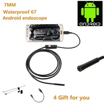 5.5mm Lens USB Endoscope 6 LED IP67 Waterproof Camera Endoscope 1M, Mini Camera Mirror As Gift Android OTG Phone Endoscopio