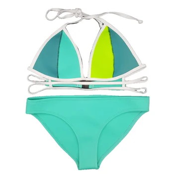 2017 Swimwear Women Neon Color Neoprene Bikini New Design Sexy Cross Straps Hollow Out Neoprene Bathing Suit