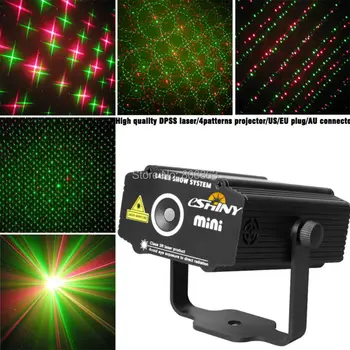 New Mini 4 patterns big stars R&G Projector Laser Stage lighting lights Disco DJ Club family party light Show p5