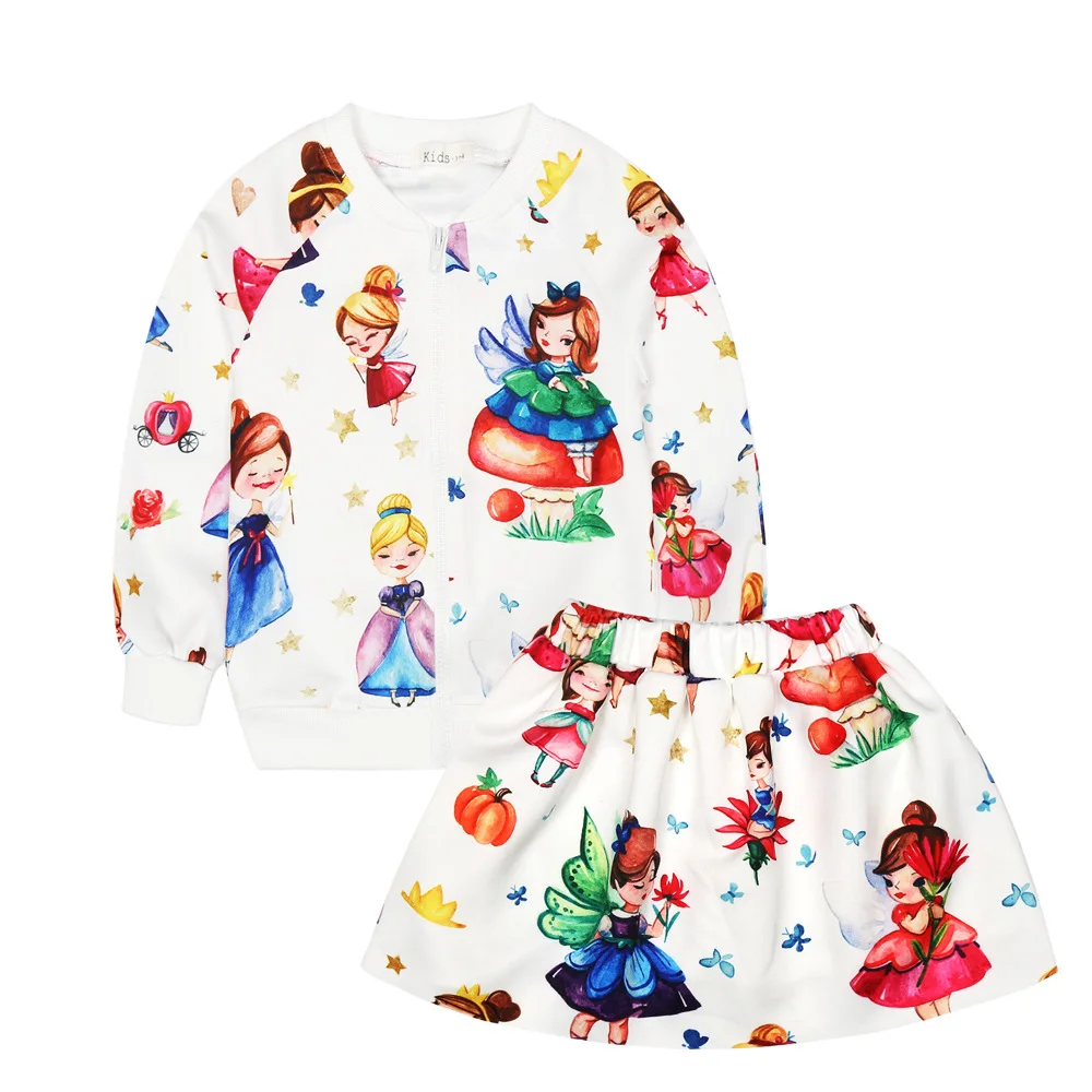 Novatx Girls clothing sets body suits cartoon small fairy autumn and winter children's clothing sets sports sweater skirt suit