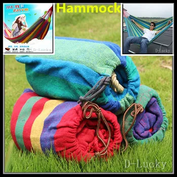 Top Grade Quality Canvas Double Spreader Bar Hammock Outdoor Camping Swing Hanging Bed Blue 2 colors Hammocks