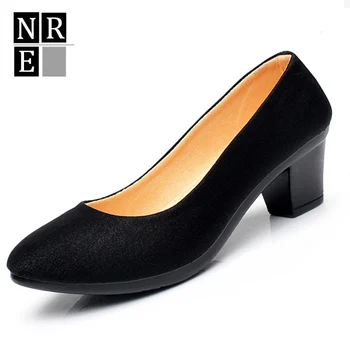 2016 Women's Single Shoes Pumps Comfortable Shoes Ladies Heel Round Head Professional Black high-heeled Shoes Work Shoes