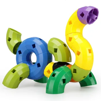 Multi-function Rotating Stereoscopic Barreled 50Pcs Plastic Building Blocks DIY Assembling Educational Toy for Children Y14266