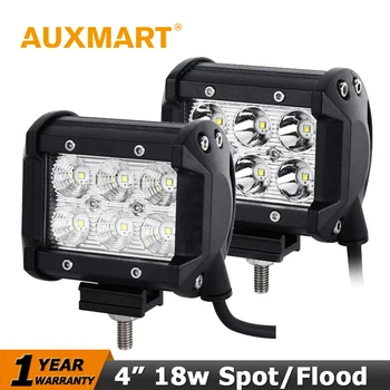 Auxmart CREE Chips 18W LED Work Light Bar Flood Spot Beam Spotlight Offroad Light Bar Fit ATV Pick-up Truck For Jeep Ford Motor