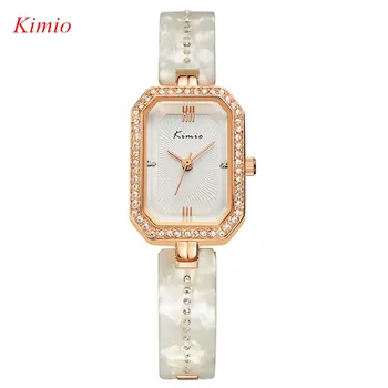 KIMIO Luxury Fashion brand Women watch bracelet rhinestone White ceramic band watches for women waterproof clock women Rlojes