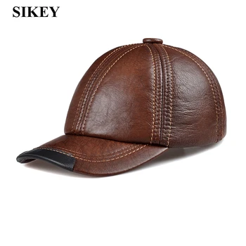 HL100 genuine leather men baseball cap hat CBD  men's real leather adult solid adjustable hats caps