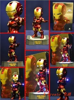 Newest 18pcs avengers Iron man hand chest on led light pvc figure toy tall 16cm .Plate surface perfect doll choose