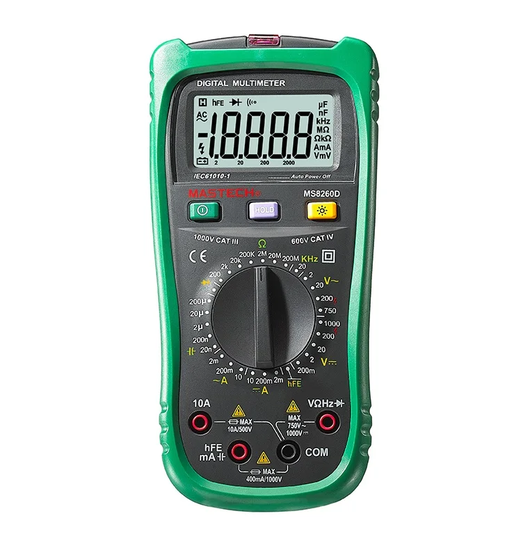 MASTECH MS8260D 4 1/2 Digital Multimeter Non-contact AC/DC Voltage Current Frenquency Tester Detector with Transistor Check