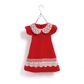 Wholesale- special sales winter girl's New Year lace collar dress