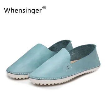 WhenSinger - 2016 Woman Vantage Spring Flats Shoes Full Grain Leather Solid Slip-On Style Round Toe 890-4 FE-PD