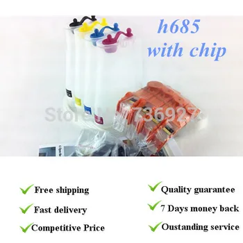 4 colors Empty,with chip CISS suit for Hp685, suit for HP3525 for HP4615 for HP5525 , With permanent chips, Retail Packaging